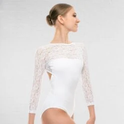 Basilica Zelda Leotard -Cheap Fit Dance Wear Store baw0298 zelda wht frt