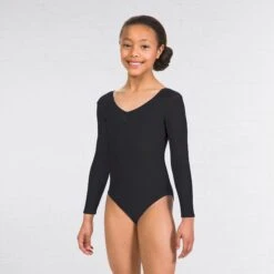 1st Position Karen Ruched Front Long Sleeved Leotard