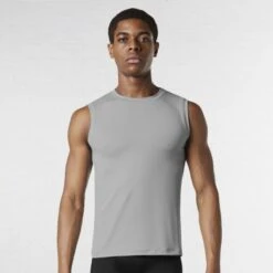 Bloch Mens/Boys Fitted Muscle Top -Cheap Fit Dance Wear Store blmt011 gry 1