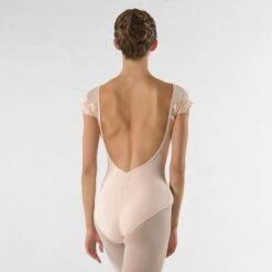 Ballet Rosa Josephine Lace Cap Sleeve Leotard With Scoop Back -Cheap Fit Dance Wear Store brjose powderpink back