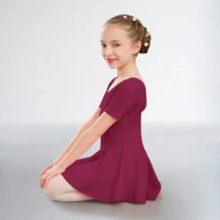 1st Position Hannah Skirted Leotard Cotton -Cheap Fit Dance Wear Store burgundy q12 burgundy 1 1