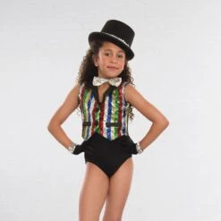 1st Position Sequin Multi Stripe Waist Coat -Cheap Fit Dance Wear Store cogl0038 child1 4