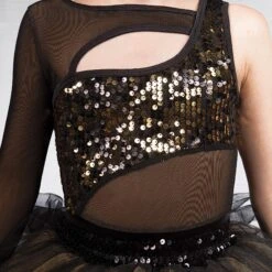 1st Position 1-Sleeved Sequin Mesh Unitard With Separate Tutu -Cheap Fit Dance Wear Store cold0032 44 2