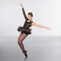 1st Position 1-Sleeved Sequin Mesh Unitard With Separate Tutu -Cheap Fit Dance Wear Store cold0032 84 main 2