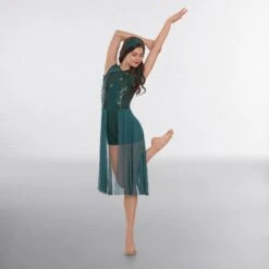 1st Position Sequin Lyrical Unitard With Open Front Skirt -Cheap Fit Dance Wear Store cold0051 front 2