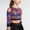 1st Position Cold Shoulder Multi Crop Top And Skirt Two Piece