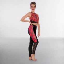 1st Position Leopard Print Crop Top And Leggings 5 1st Position Leopard Print Crop Top And Leggings -Cheap Fit Dance Wear Store dw28 front 3