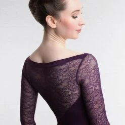 So Danca ¾ Sleeve Floral Lace Leotard -Cheap Fit Dance Wear Store e 10999le purple 3