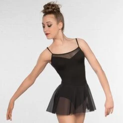 1st Position Mesh Insert And Skirted Fashion Leotard Black