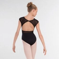 1st Position Raglan Sleeve Open Back Mesh Panel Leotard -Cheap Fit Dance Wear Store fd013 back 2