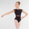 1st Position Raglan Sleeve Open Back Mesh Panel Leotard