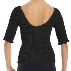 Intermezzo V Neck Knit Sweater (Acrylic) -Cheap Fit Dance Wear Store im6070 blk 037 1