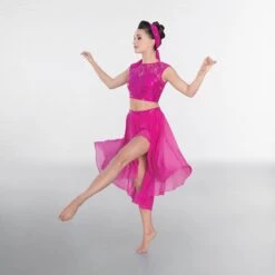 1st Position Lace Sequin Dipped Hem Lyrical Two Piece -Cheap Fit Dance Wear Store magenta cold0027 pink 26 2