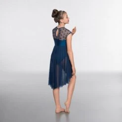 1st Position Geometric Mesh Dress Lyrical -Cheap Fit Dance Wear Store navy blue cold0023 3 3