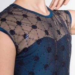 1st Position Geometric Mesh Dress Lyrical -Cheap Fit Dance Wear Store navy blue cold0023 4 3