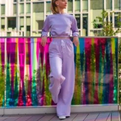 ONYRO Wide Organic Summer Wide Leg Joggers -Cheap Fit Dance Wear Store on07 lilac 2