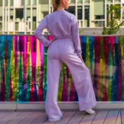 ONYRO Wide Organic Summer Wide Leg Joggers -Cheap Fit Dance Wear Store on07 lilac 3