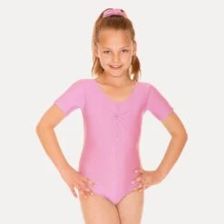 Roch Valley Jeanette Short Sleeved Leotard -Cheap Fit Dance Wear Store pastel pink rvjea pale pink 3
