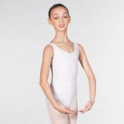 1st Position Angela Ruched Front Leotard -Cheap Fit Dance Wear Store q2a wht