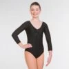 1st Position Joanne 3/4 Sleeved Leotard - Black
