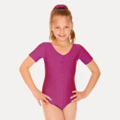 Roch Valley Jeanette Short Sleeved Leotard -Cheap Fit Dance Wear Store raspberry rvjea raspberry 3