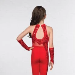 1st Position Flame Sequin Keyhole Backed Catsuit -Cheap Fit Dance Wear Store red dw15 23 3