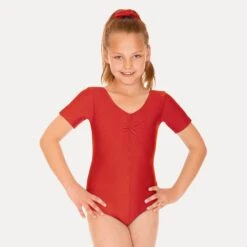 Roch Valley Jeanette Short Sleeved Leotard -Cheap Fit Dance Wear Store red rvjea red 3