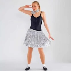 Sequin Pull On Skirt (Adult One Size) -Cheap Fit Dance Wear Store silver w1202b 12