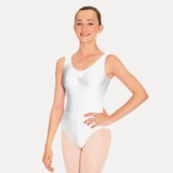 Roch Valley Sheree Sleeveless Ruched Leotard -Cheap Fit Dance Wear Store white rvshe white 3